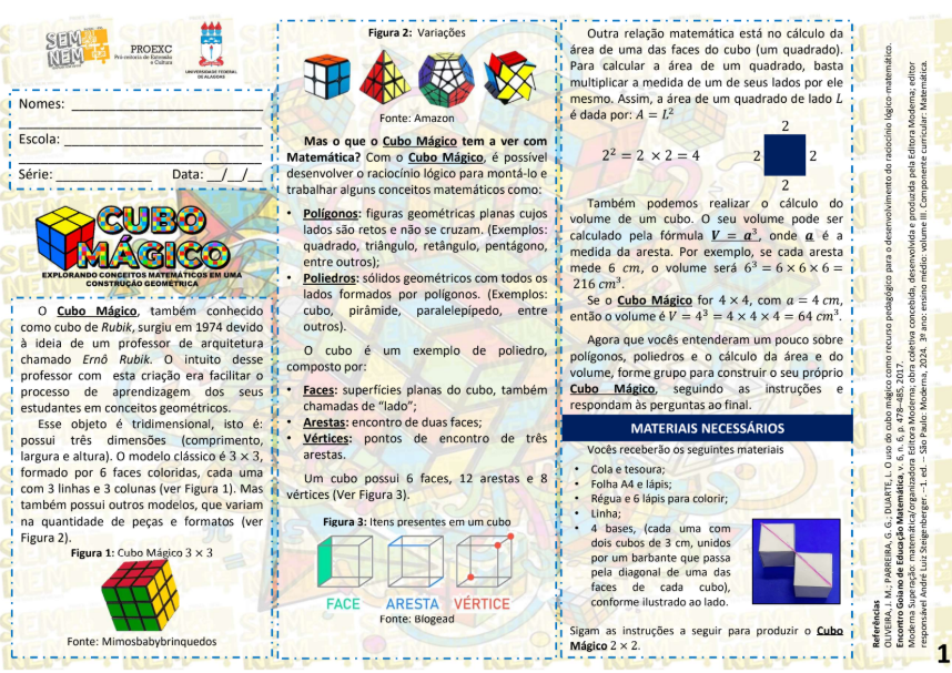 Cubo mágico: explorando conceitos matemáticos em uma construção geométrica